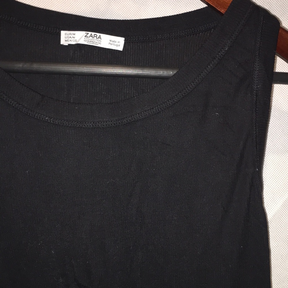 Zara Ribbed Black Tank Top | Size M - Picture 3 of 4